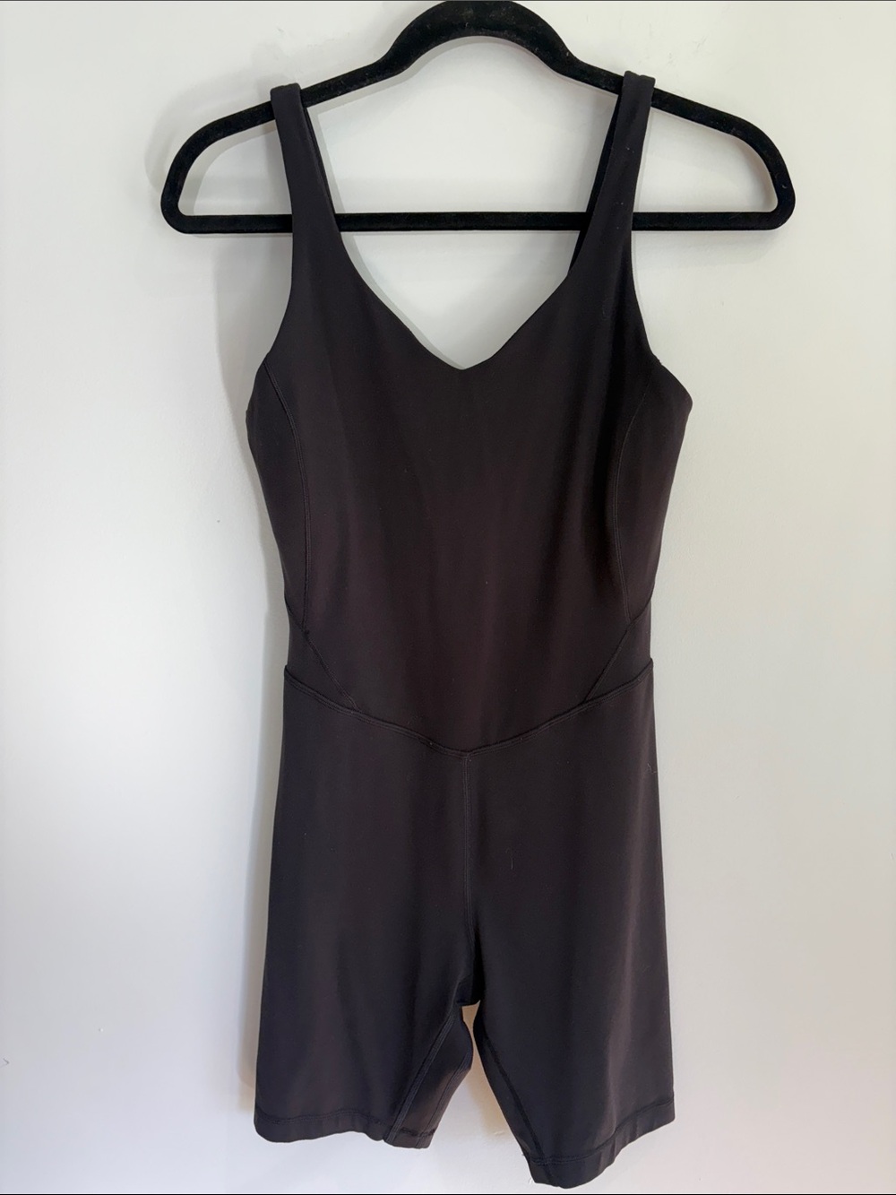 Lululemon Black One Piece Bodysuit Biker Short Romper / Size 8